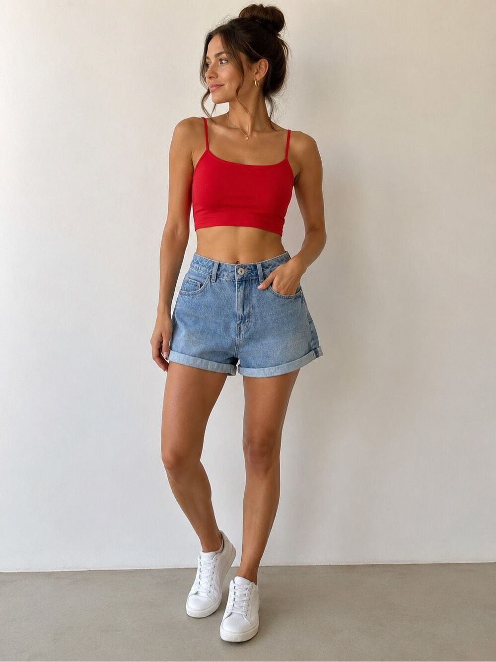 Vero Moda Denim Shorts Womens L High Rise Cuffed 100% Cotton Blue 2017
